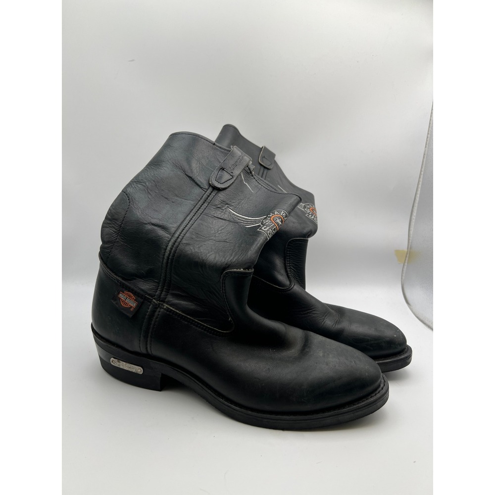 Harley Davidson Mens Black Leather Biker Boots 98406-91VM Size 10 Western